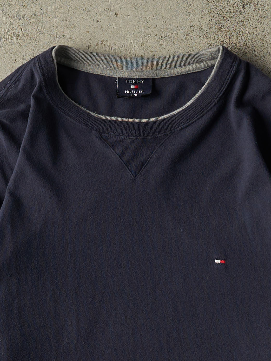 Vintage Y2K Navy Blue Tommy Hilfiger Embroidered Long Sleeve (L/XL)