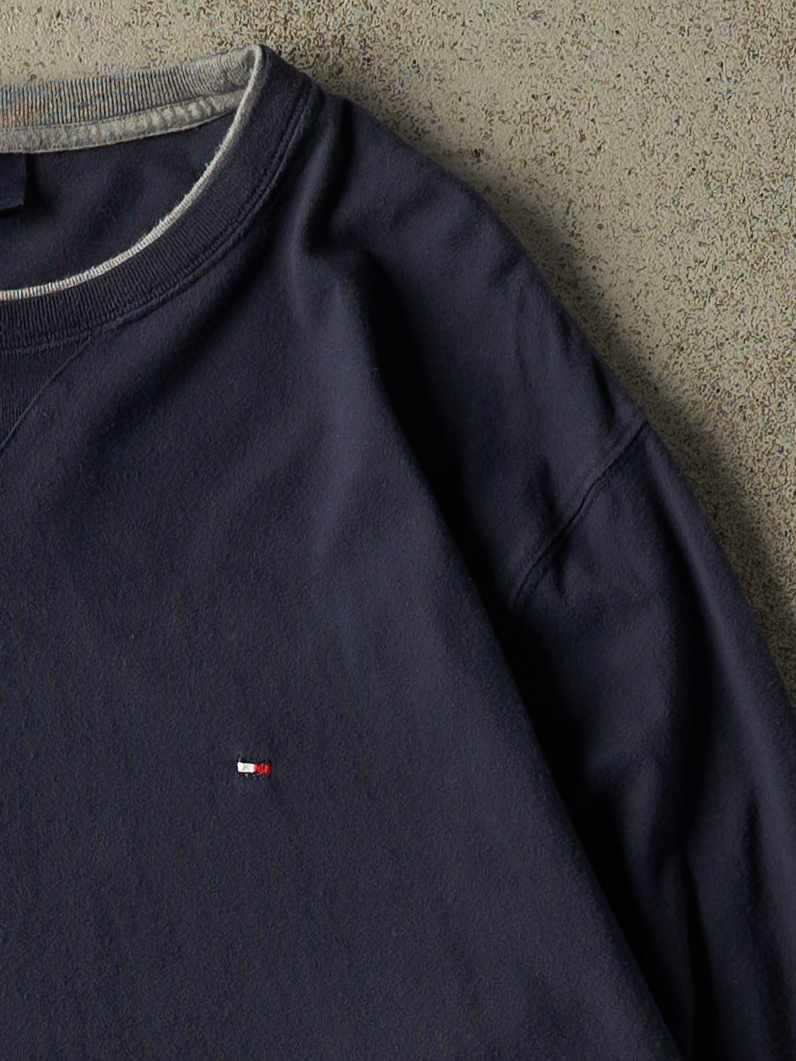 Vintage Y2K Navy Blue Tommy Hilfiger Embroidered Long Sleeve (L/XL)