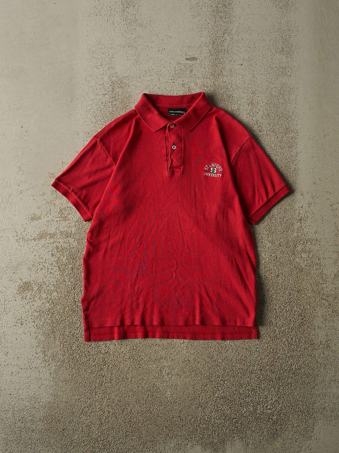 Vintage 90s Red Stanford University Quarter Button Tee (S/M)