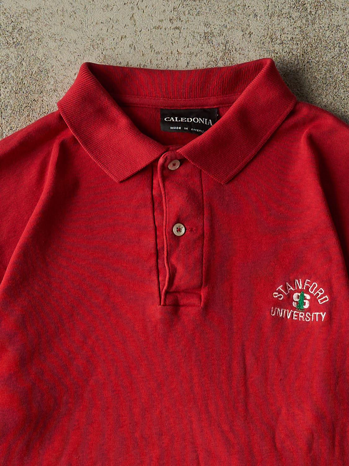 Vintage 90s Red Stanford University Quarter Button Tee (S/M)