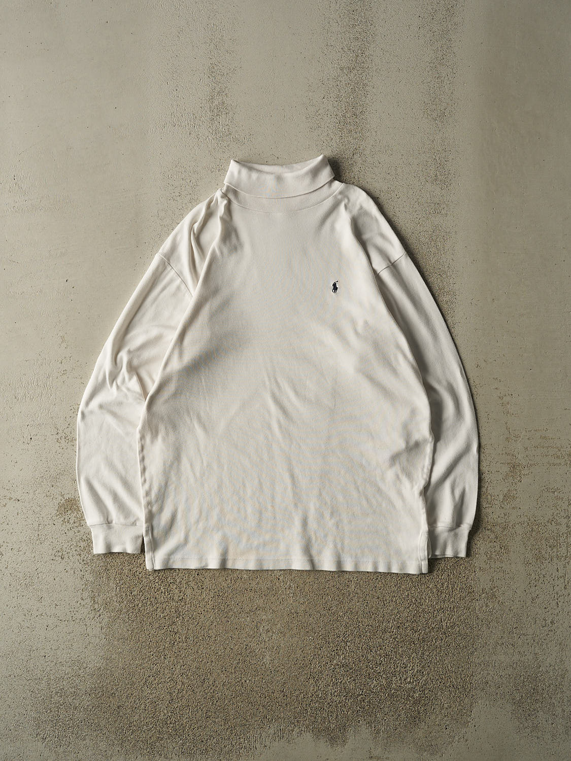 Vintage 90s White Polo Turtleneck Long Sleeve (XL)