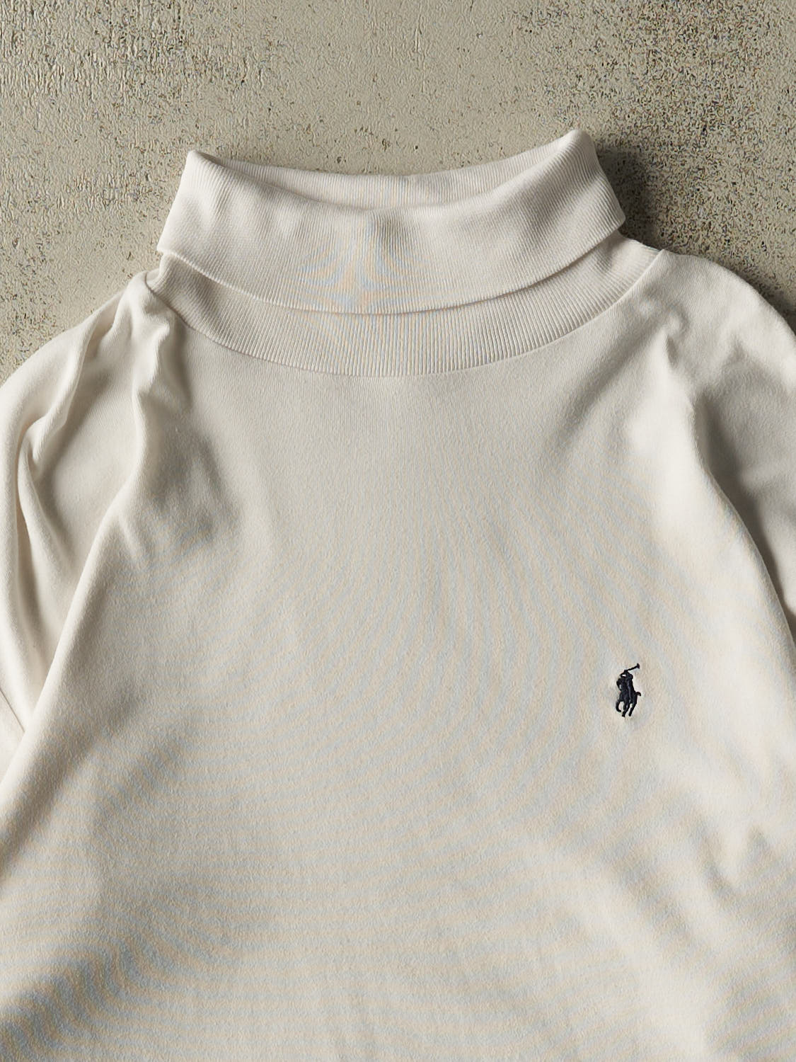 Vintage 90s White Polo Turtleneck Long Sleeve (XL)