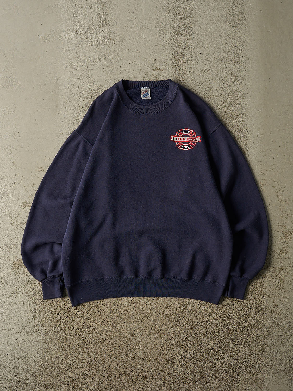 Vintage 90s Navy Blue Spokane Fire Dept Embroidered Crewneck (M/L)
