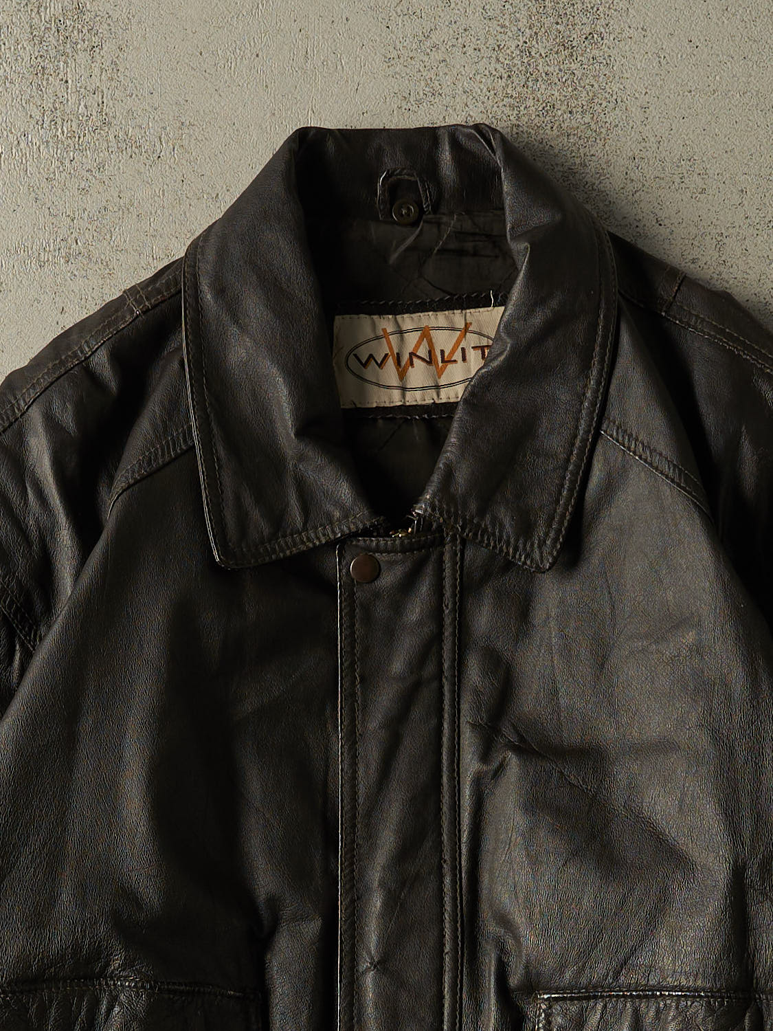 Vintage 90s Brown Leather Bomber Jacket (L/XL)