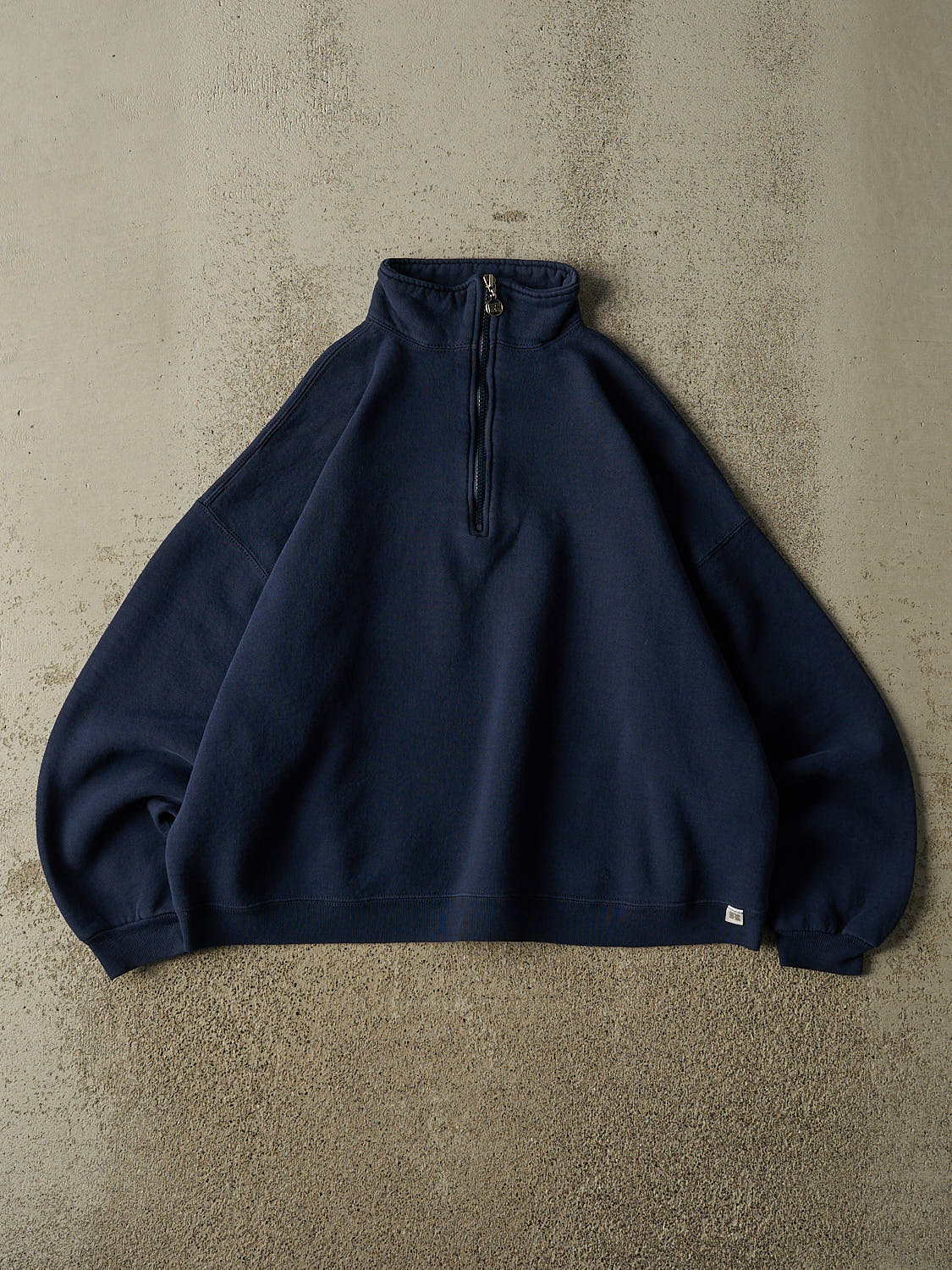 Vintage 90s Navy Blue Russell Athletic Boxy Quarter Zip Sweater (S/M)