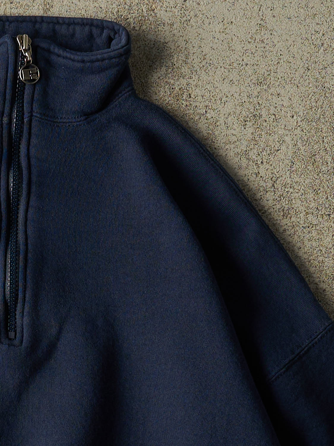 Vintage 90s Navy Blue Russell Athletic Boxy Quarter Zip Sweater (S/M)