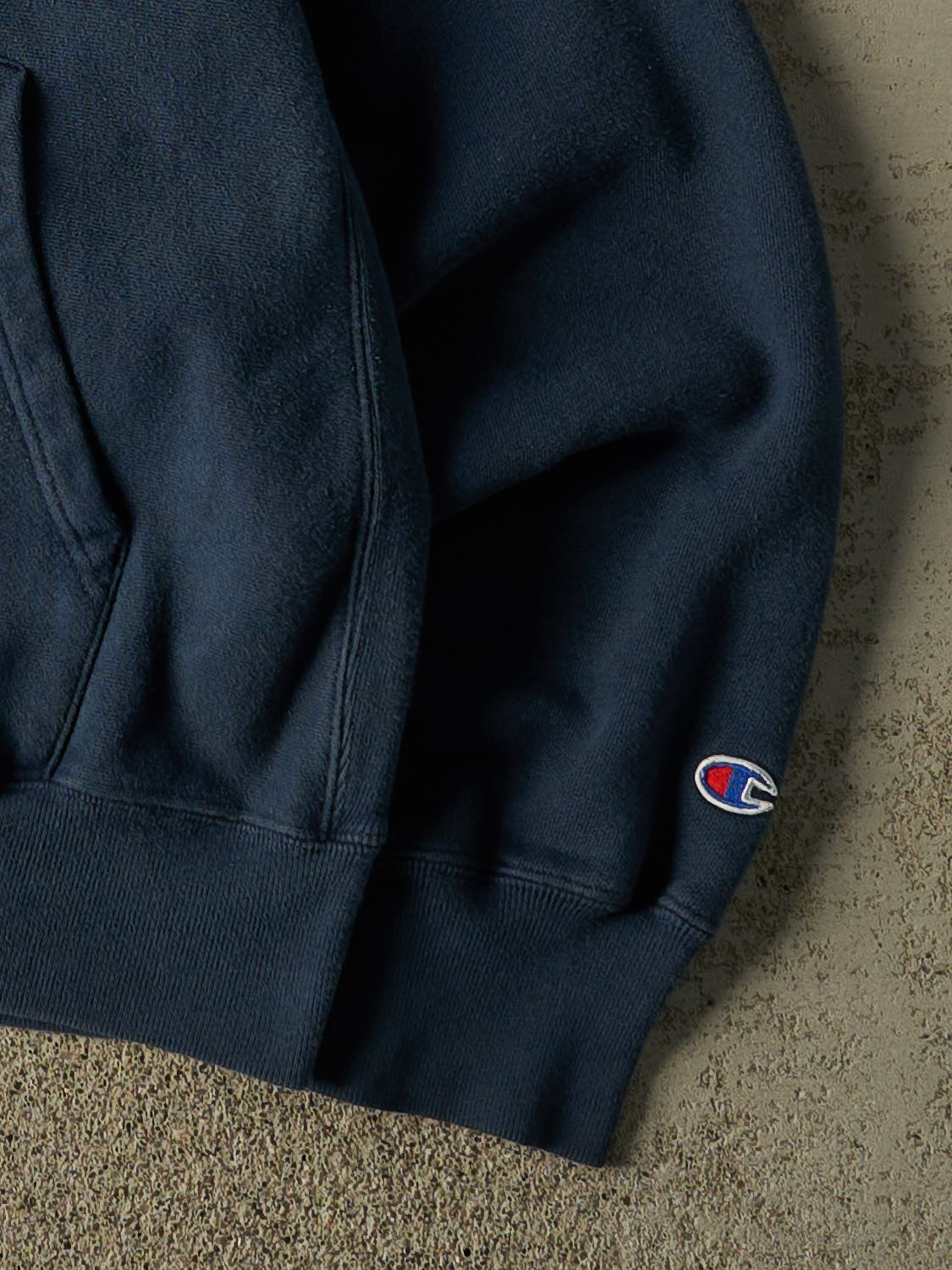 Vintage 90s Navy Blue Champion Reverse Weave Nassau Wrestling Hoodie (XL/XXL)