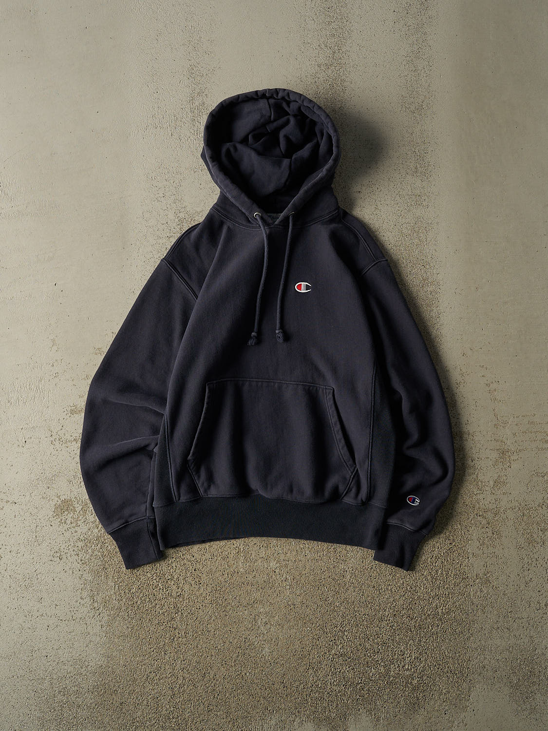 Vintage Y2K Navy Blue Champion Reverse Weave Hoodie (S/M)