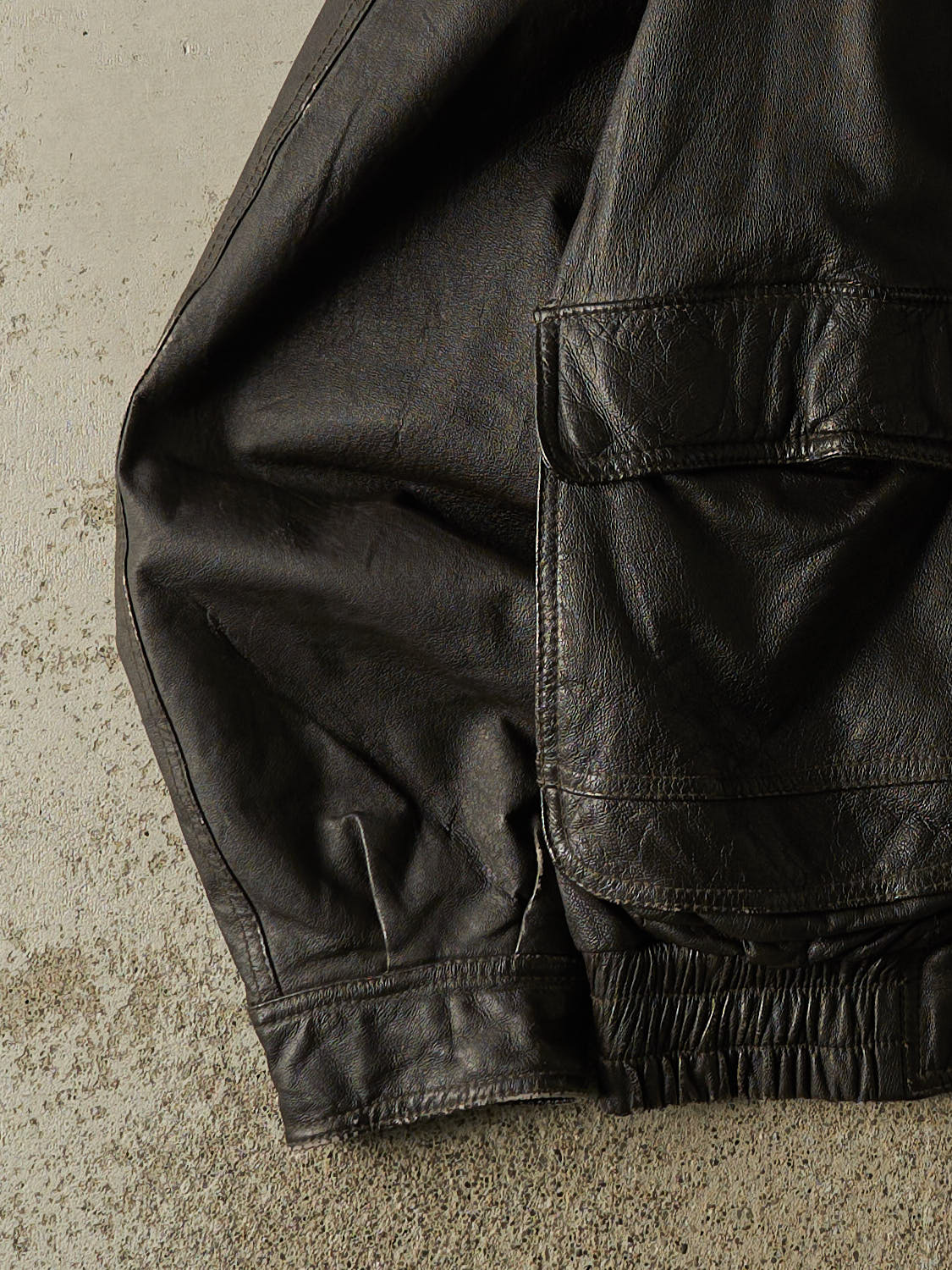 Vintage 90s Brown Leather Bomber Jacket (L/XL)