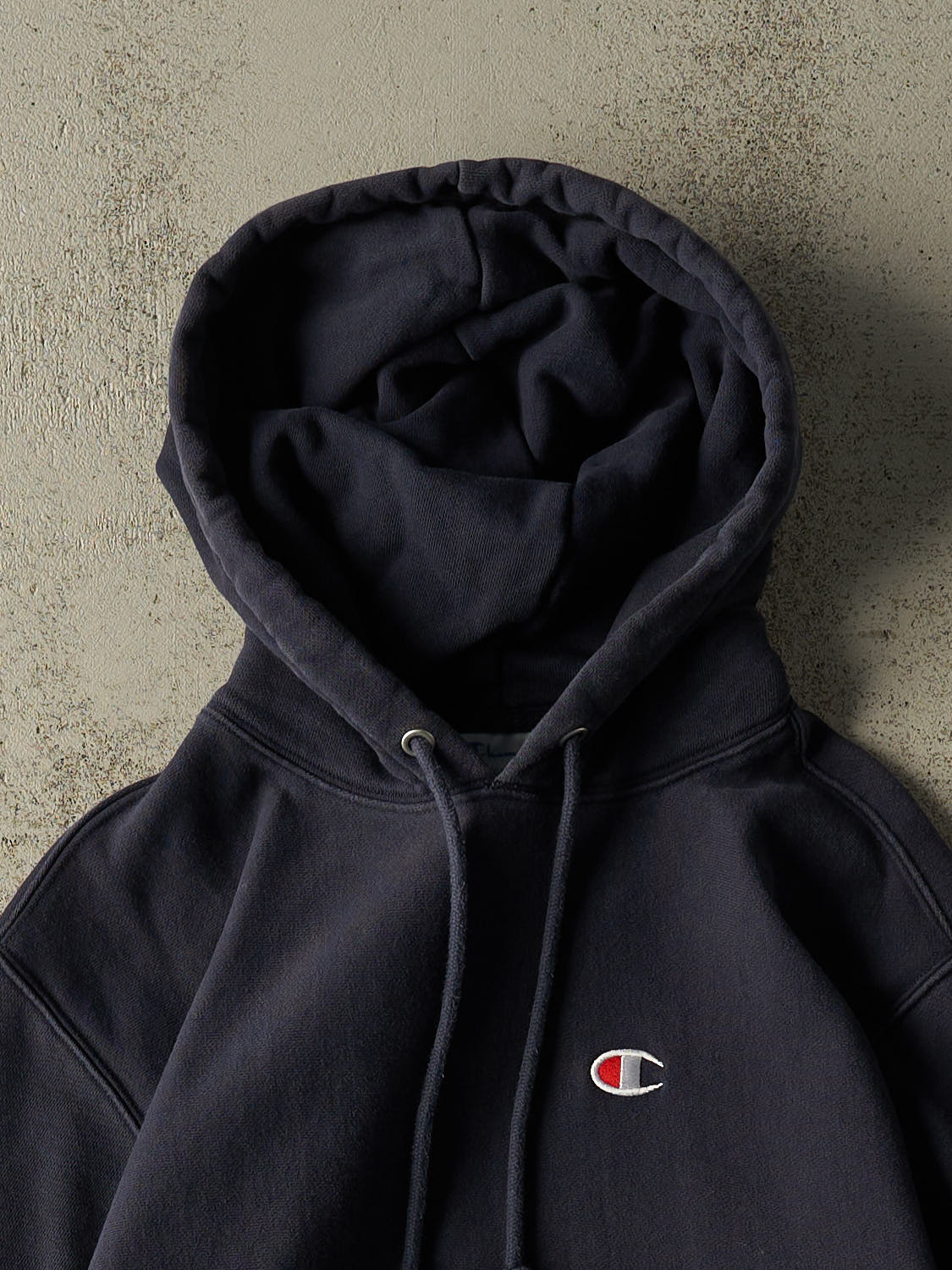 Vintage Y2K Navy Blue Champion Reverse Weave Hoodie (S/M)