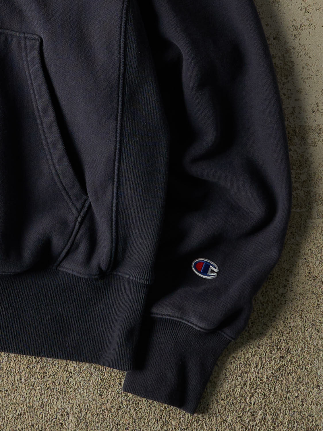 Vintage Y2K Navy Blue Champion Reverse Weave Hoodie (S/M)