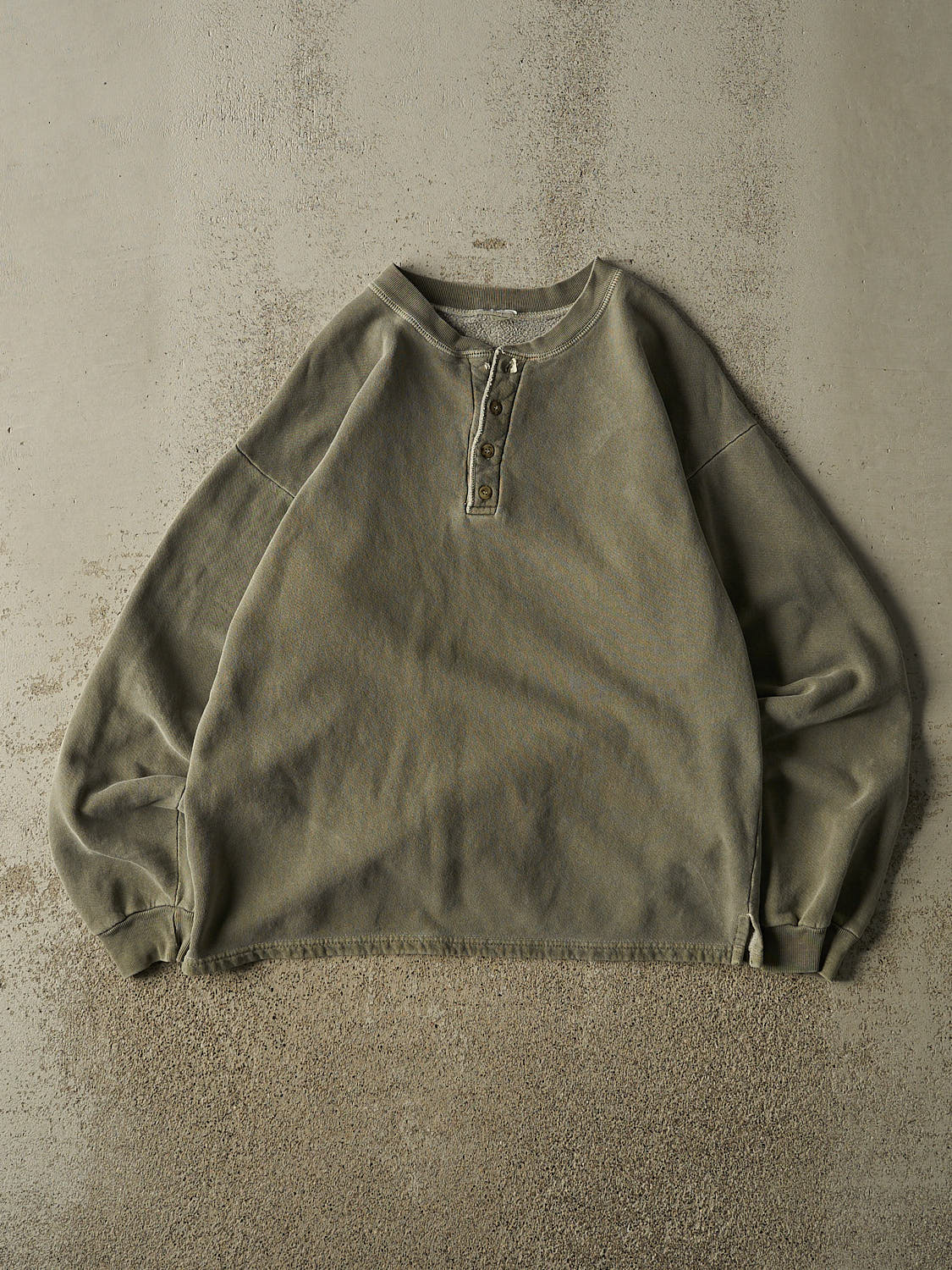 Vintage 90s Washed Green Quarter Button Sweater (M/L)