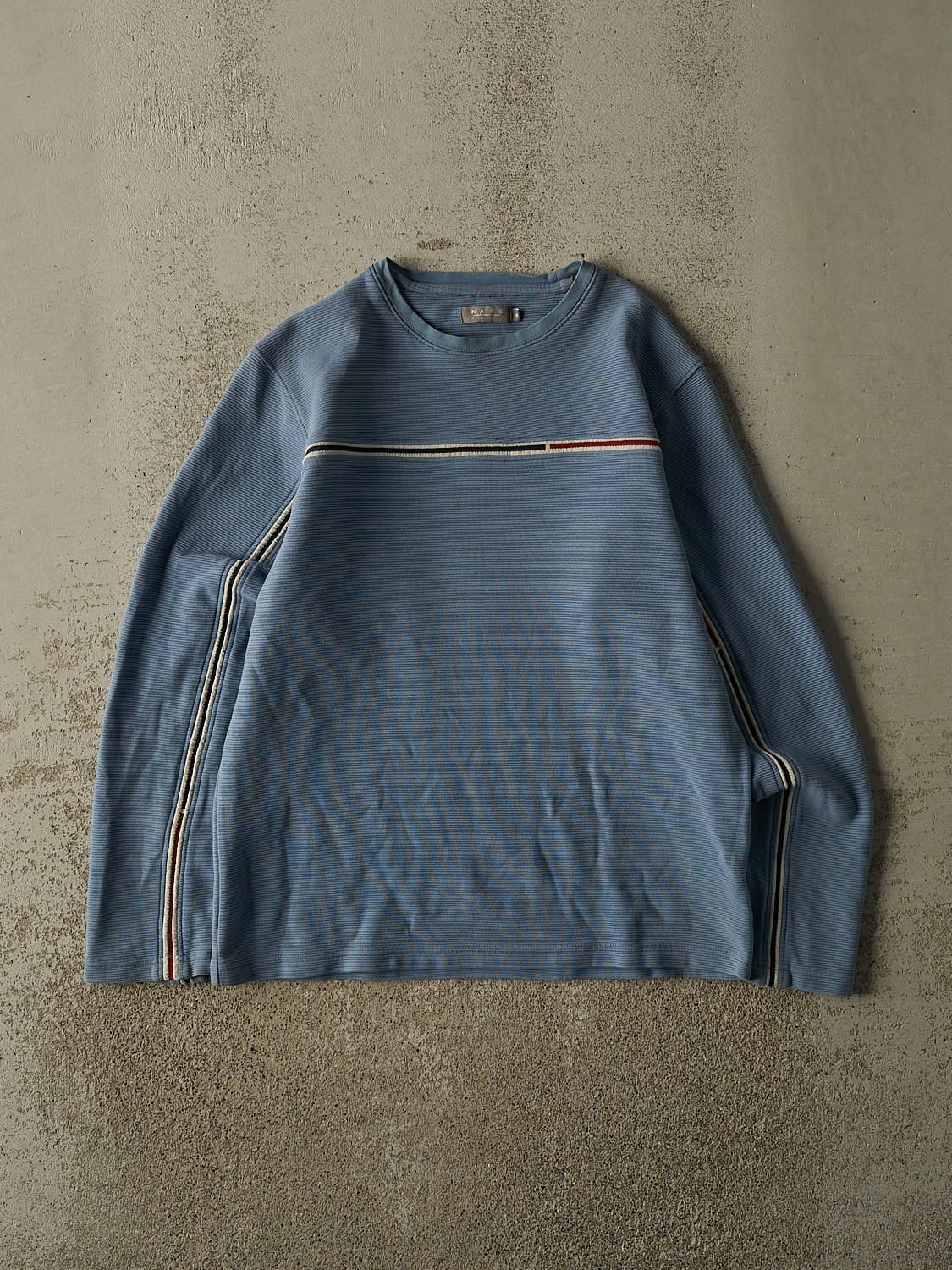 Vintage Y2K Blue Striped Long Sleeve Knit (M)
