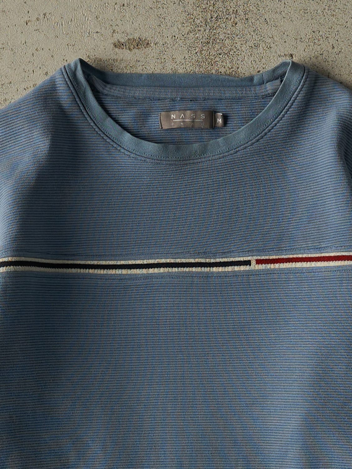 Vintage Y2K Blue Striped Long Sleeve Knit (M)