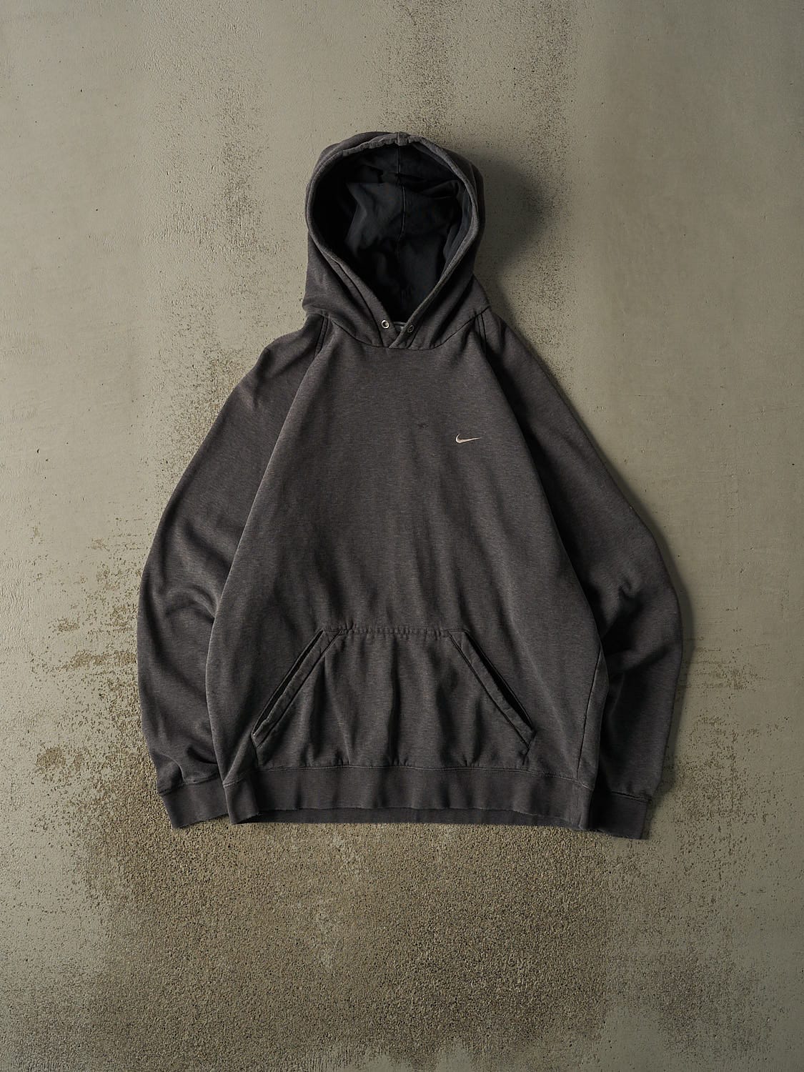 Vintage Y2K Charcoal Grey Nike Swoosh Hoodie (XL/XXL)