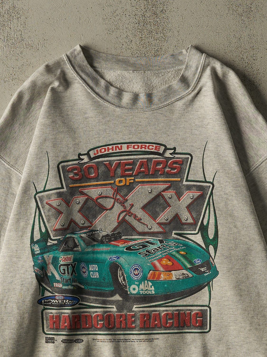 Vintage 05' Heather Grey John Force Racing Crewneck (XL/XXL)