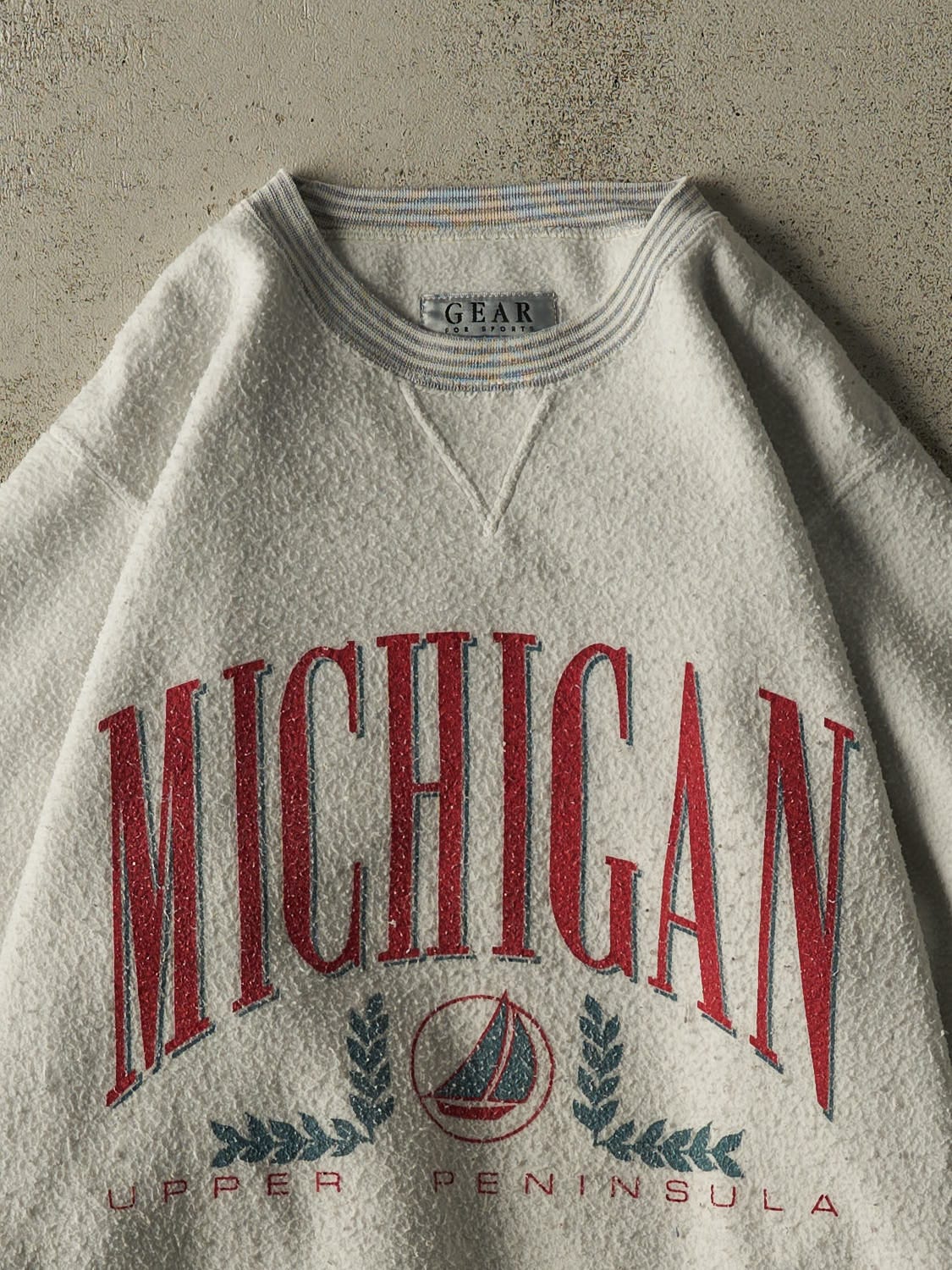 Vintage 90s Heather Grey Michigan Inside Out Crewneck (M/L)