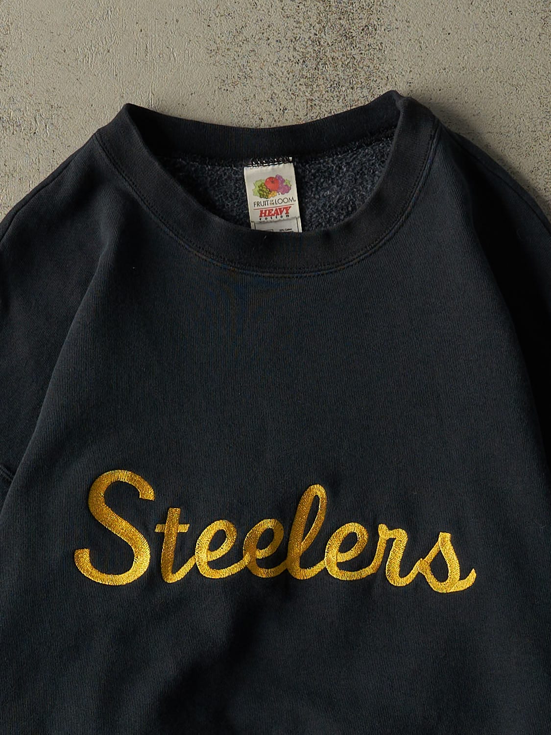 Vintage 90s Faded Black Pittsburgh Steelers Embroidered  Crewneck (L)