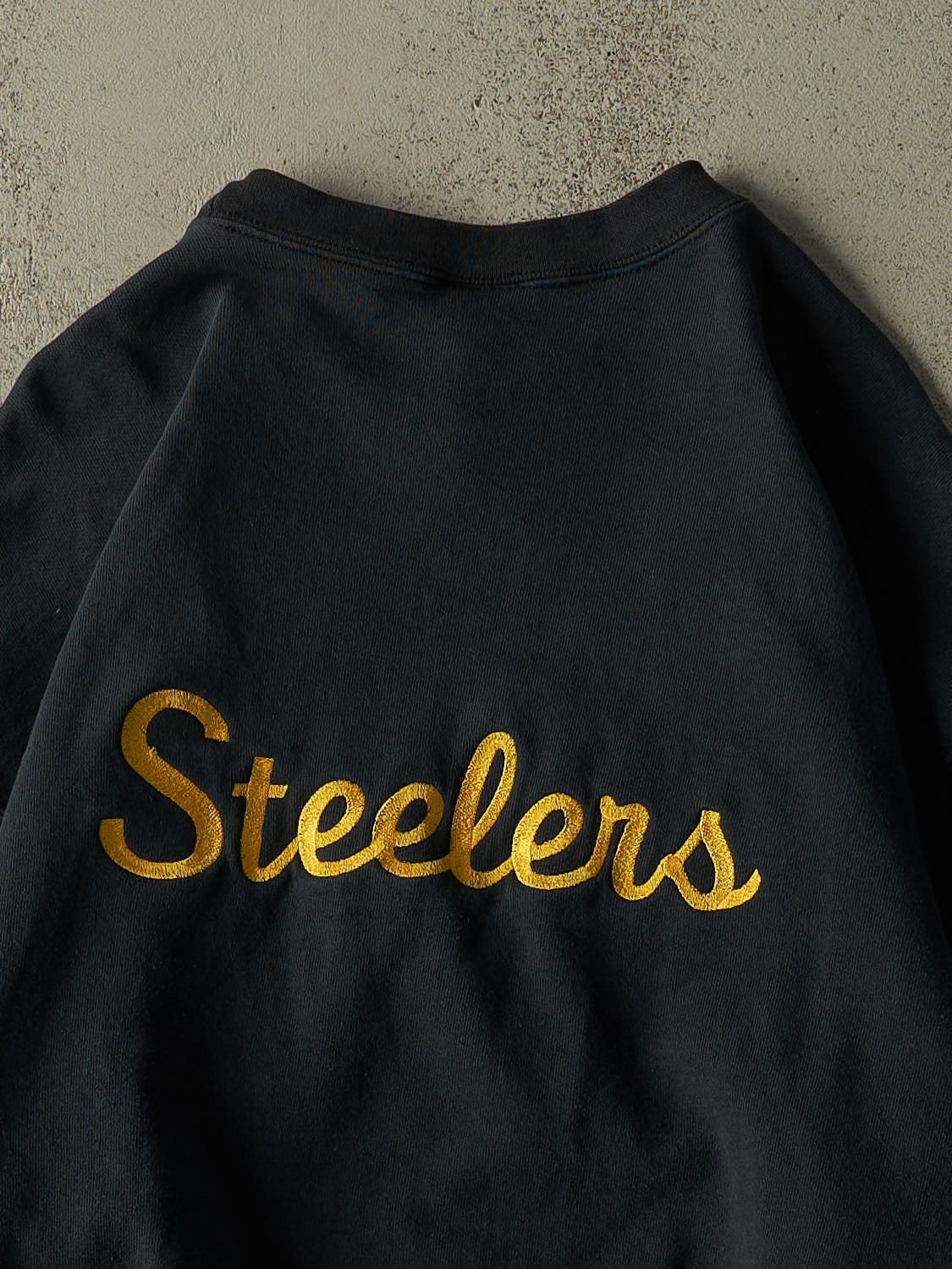 Vintage 90s Faded Black Pittsburgh Steelers Embroidered  Crewneck (L)