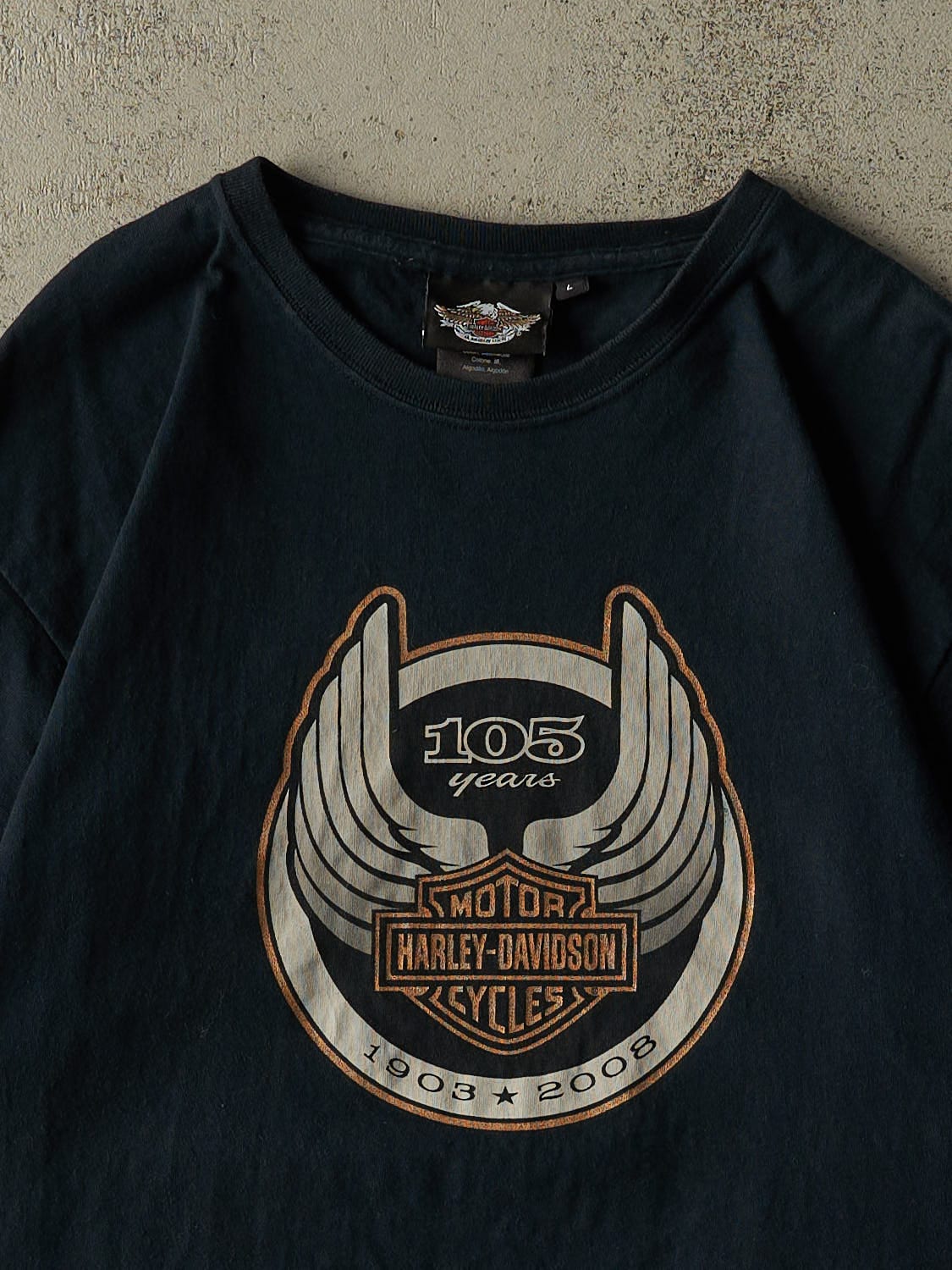 Vintage 08' Faded Black Harley Davidson Anniversery Tee (M/L)