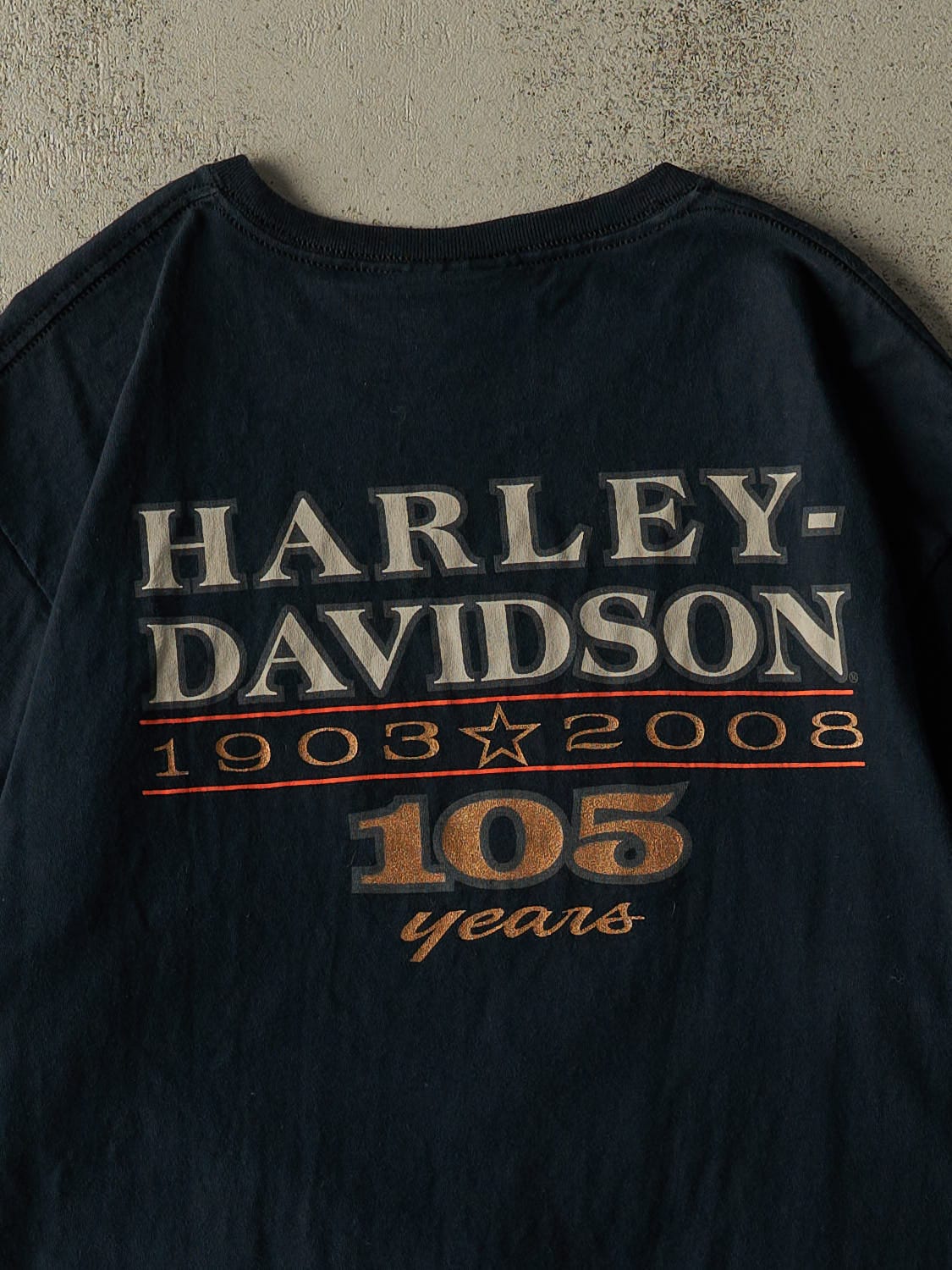 Vintage 08' Faded Black Harley Davidson Anniversery Tee (M/L)