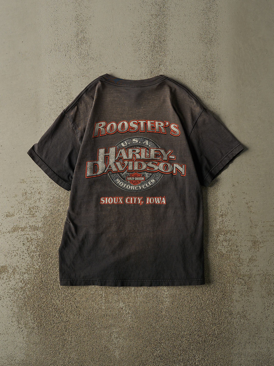Vintage 03' Sun Faded Black Harley Davidson Sioux City IA Tee (M/L)