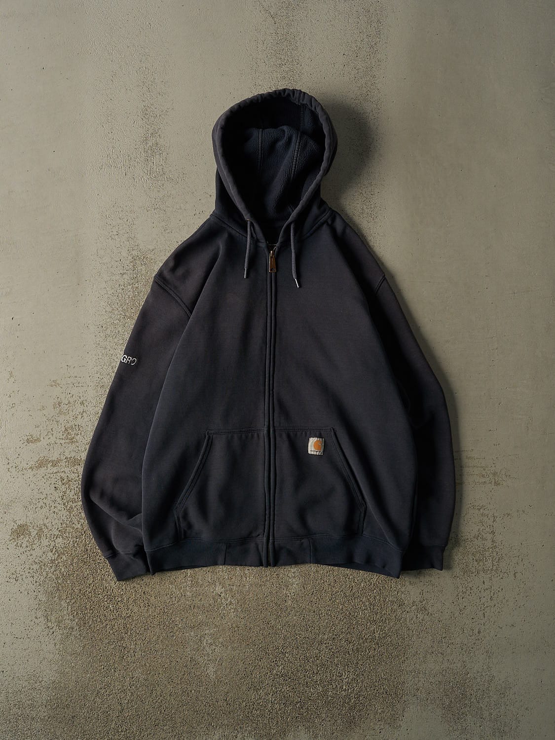 Vintage Y2K Sun Faded Navy Carhartt Zip Up Hoodie (L/XL)