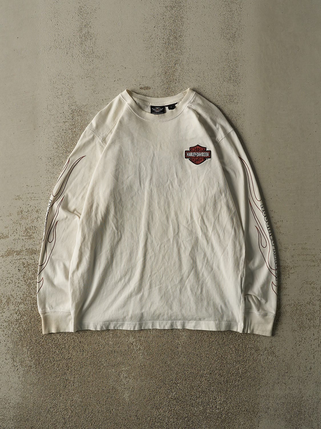 Vintage Y2K White Harley Davidson Flame Long Sleeve (M/L)