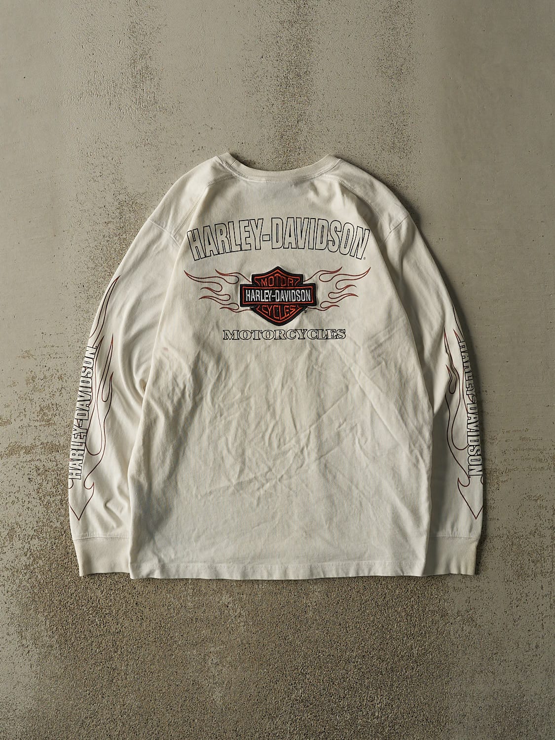 Vintage Y2K White Harley Davidson Flame Long Sleeve (M/L)