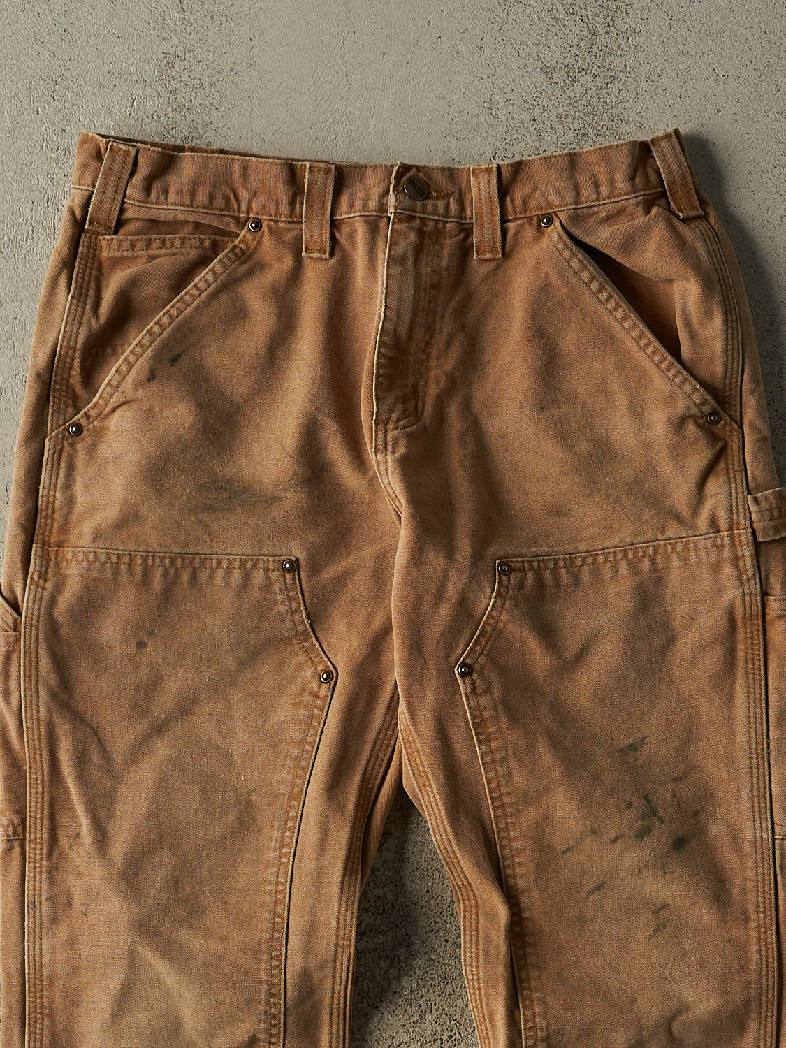 Vintage Y2K Beige Carhartt Double Knee Carpenter Pants (31x29)