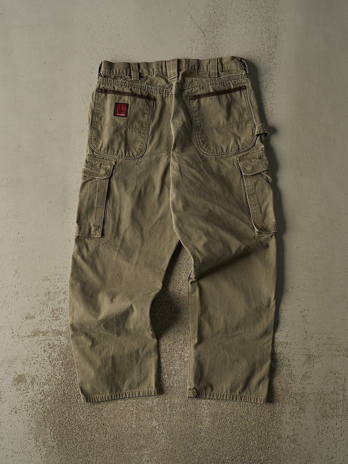 Vintage 90s Beige Wrangler Riggs Utility Carpenter Pants (34x29.5)