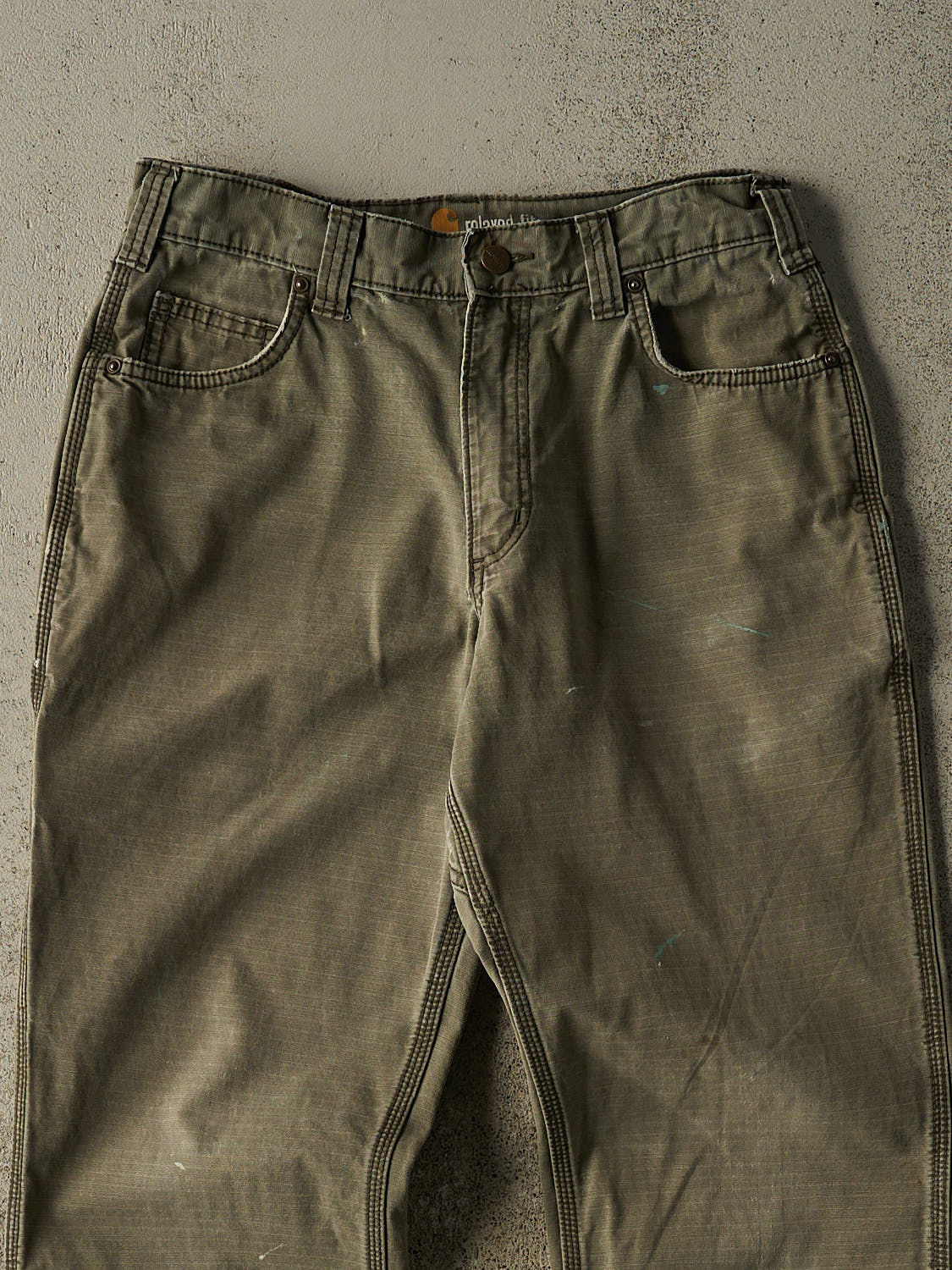 Vintage Y2K Sun Faded Green Carhartt Ripstop Work Pants (30x31)