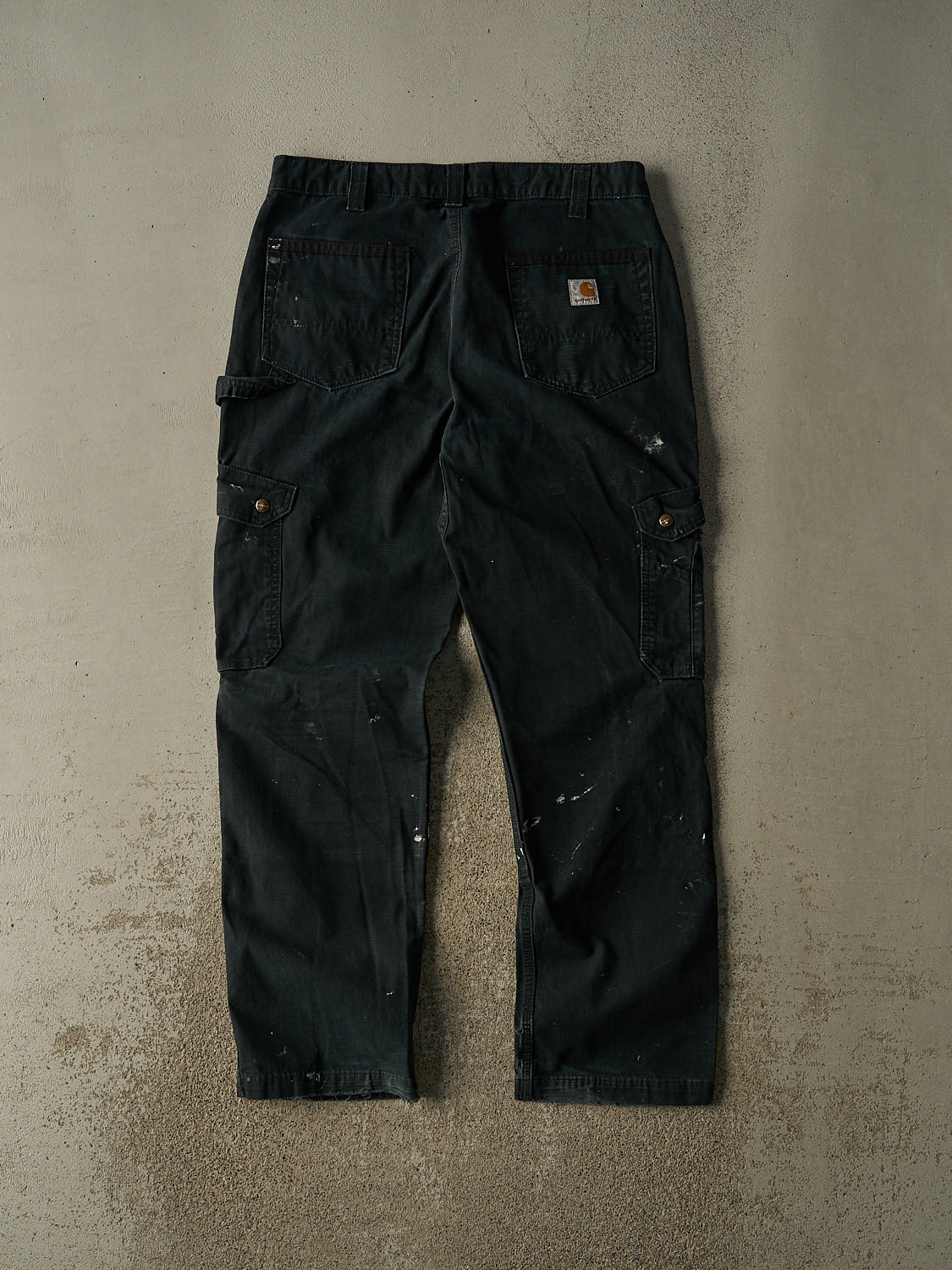 Vintage Y2K Faded Black Carhartt Double Knee Carpenter Cargo Pants (34x31.5)