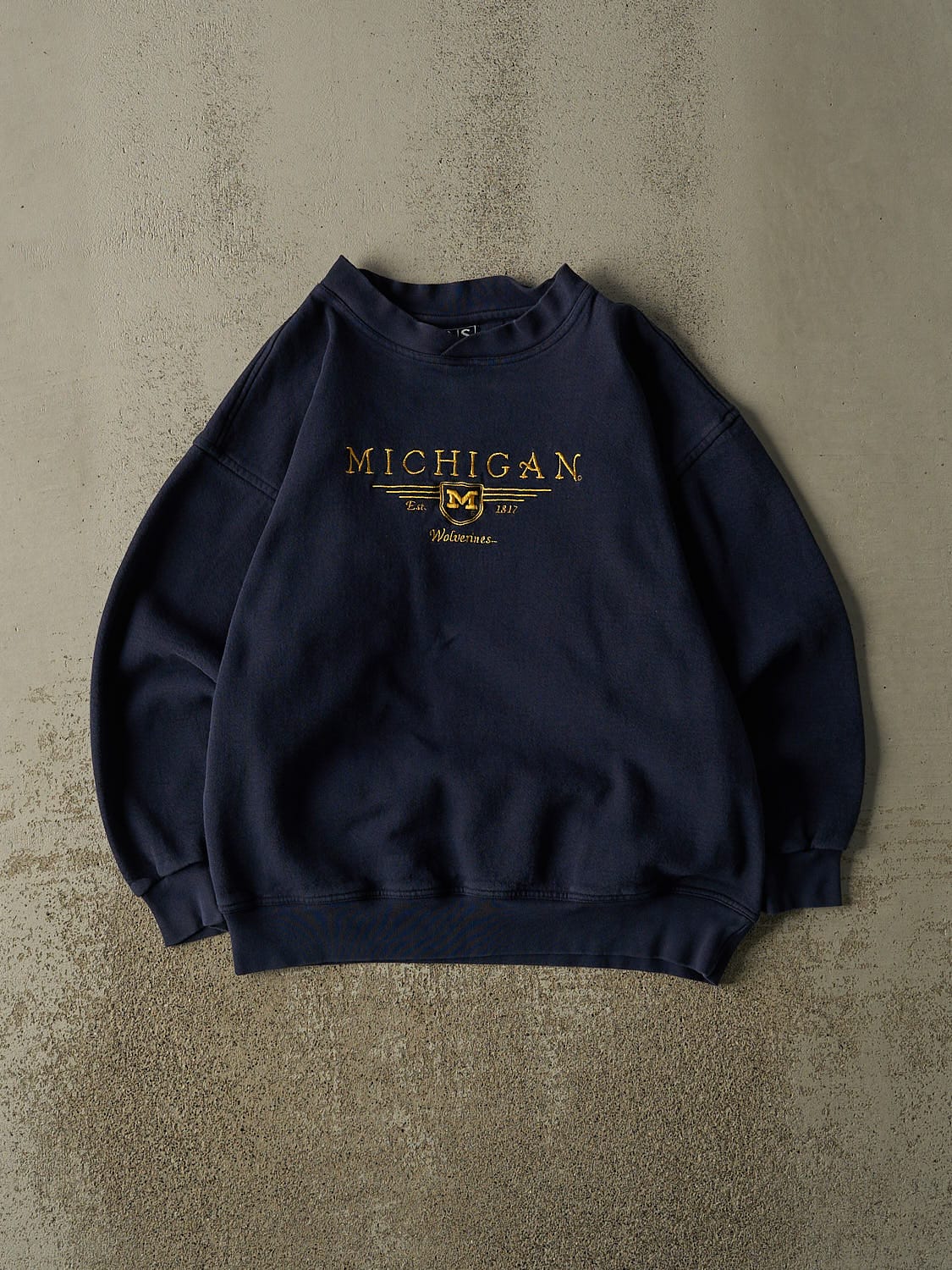 Vintage 90s Navy Blue University of Michigan Wolverines Crewneck (L)