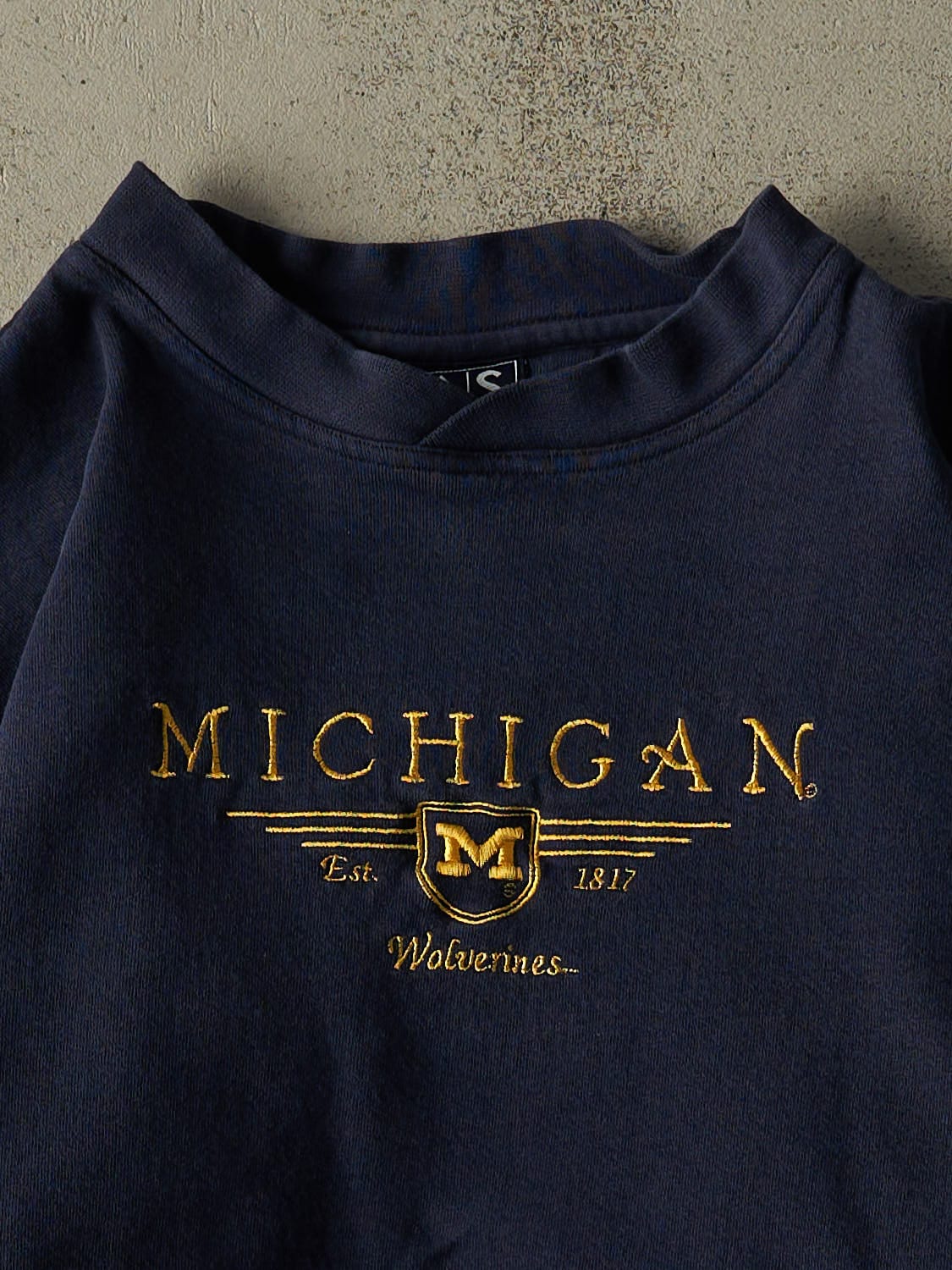 Vintage 90s Navy Blue University of Michigan Wolverines Crewneck (L)