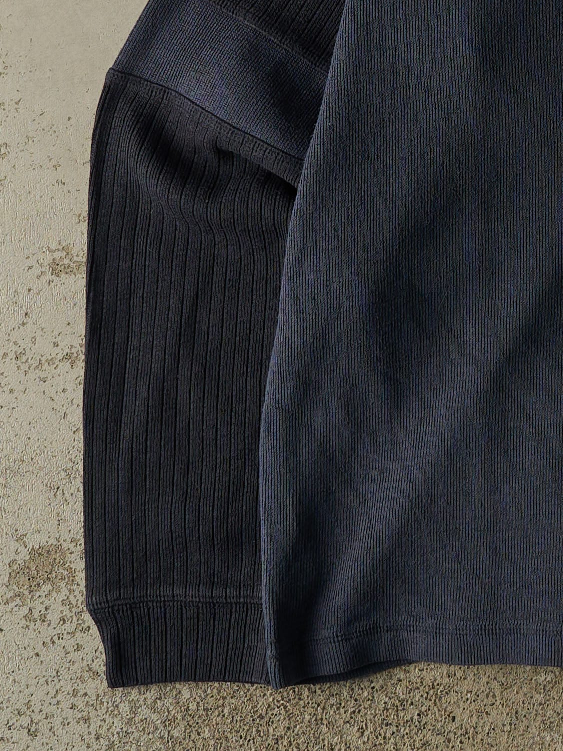 Vintage 90s Navy Blue Blank Knit Long Sleeve (XL)