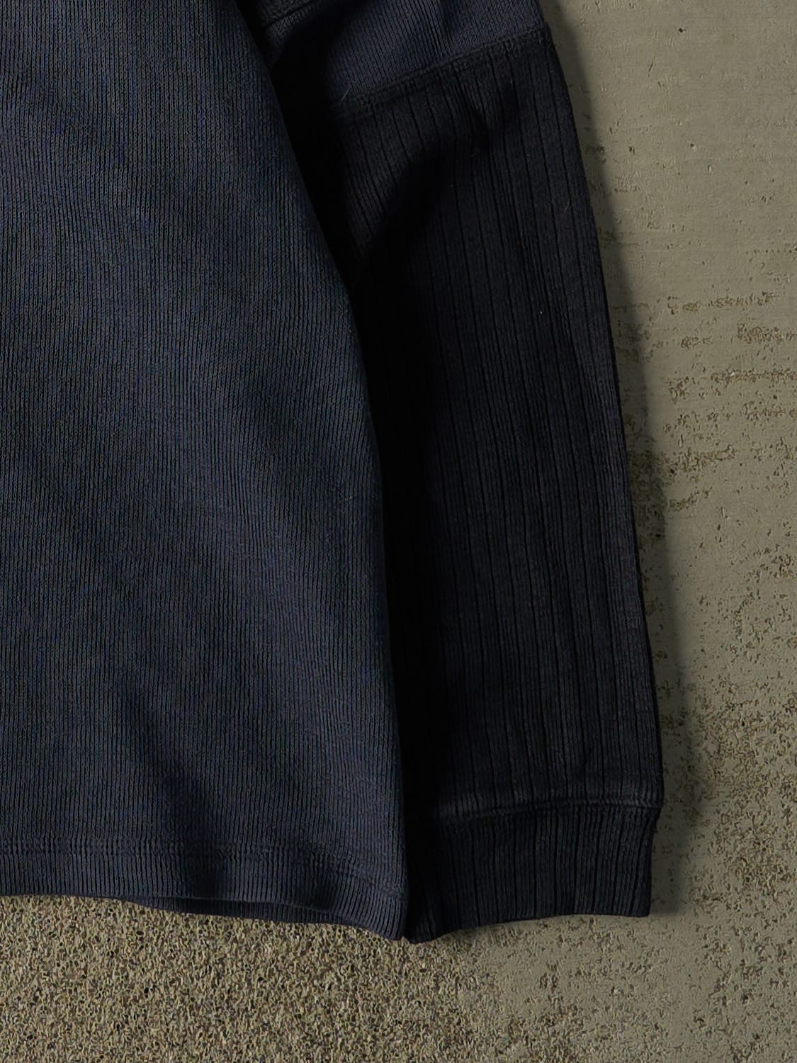 Vintage 90s Navy Blue Blank Knit Long Sleeve (XL)