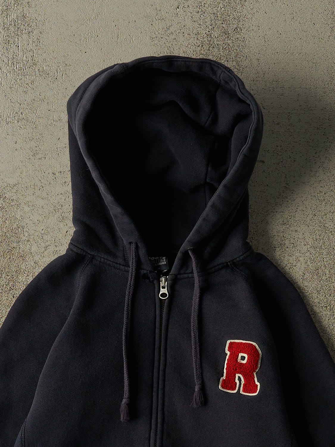 Vintage Y2K Navy Blue Roots Embroidered Zip Up Sweater (XXS/XS)