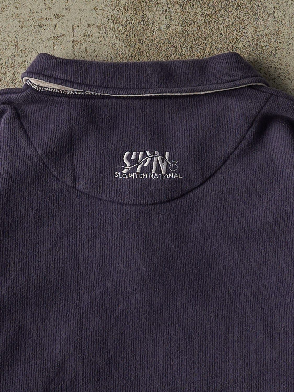 Vintage 90s Sun Faded Navy Molson Slo-Pitch Quarter Zip Sweater (L)