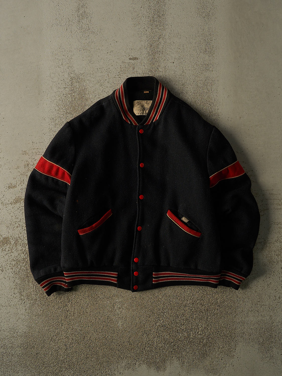 Vintage 70s Black Varsity  Jacket (M/L)