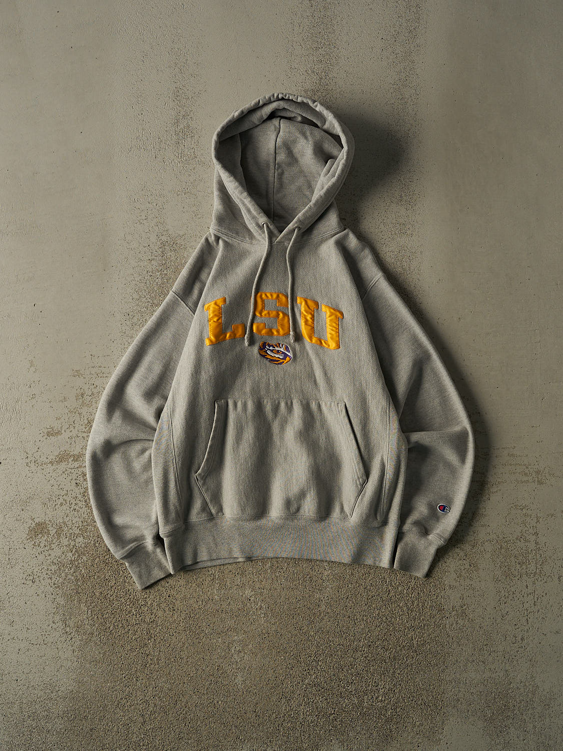 Vintage Y2K Grey Champion Reverse Weave LSU Hoodie (S/M)