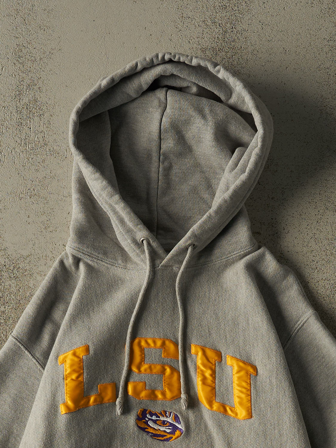 Vintage Y2K Grey Champion Reverse Weave LSU Hoodie (S/M)
