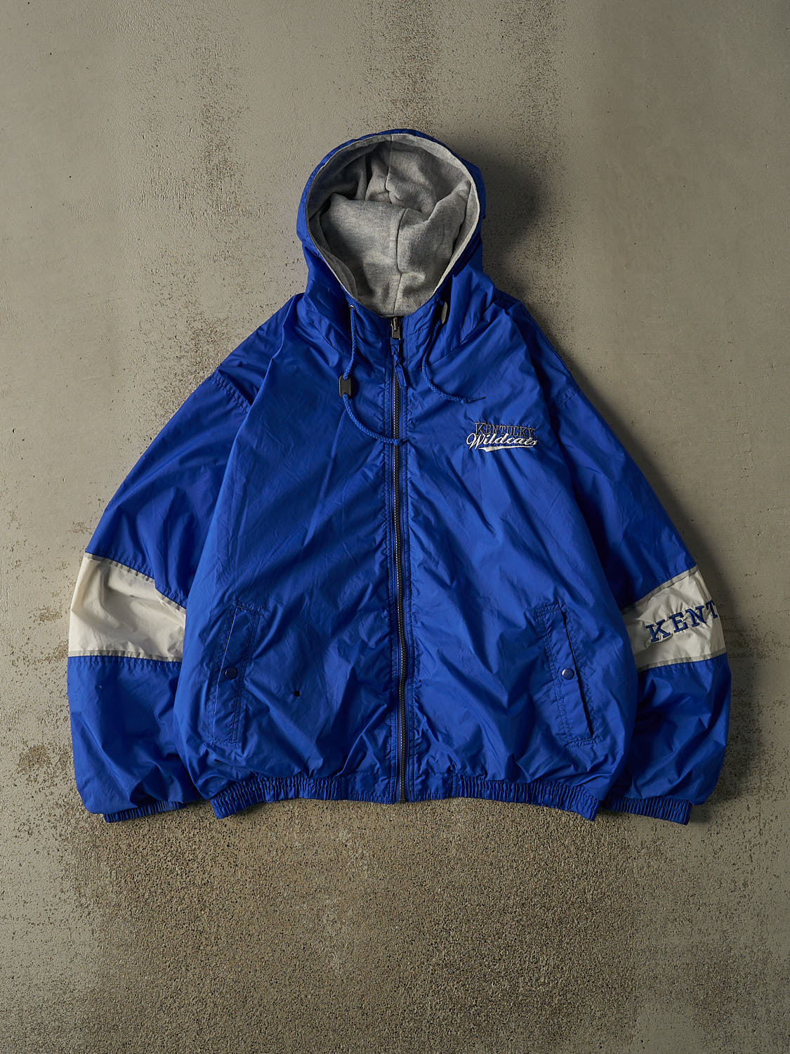 Vintage 90s Blue University of Kentucky  Wildcats Reversible Hooded Windbreaker Jacket (L/XL)