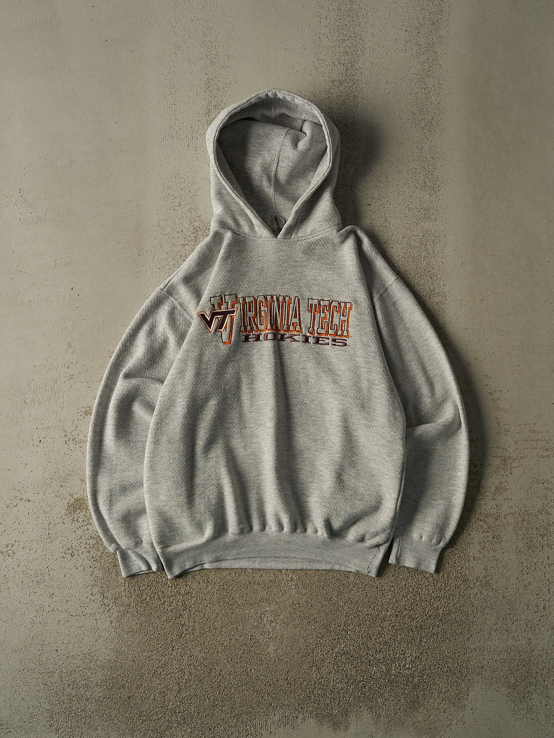 Vintage 90s Grey Virginia Tech Hokies Heavyweight Embroidered Hoodie (M/L)