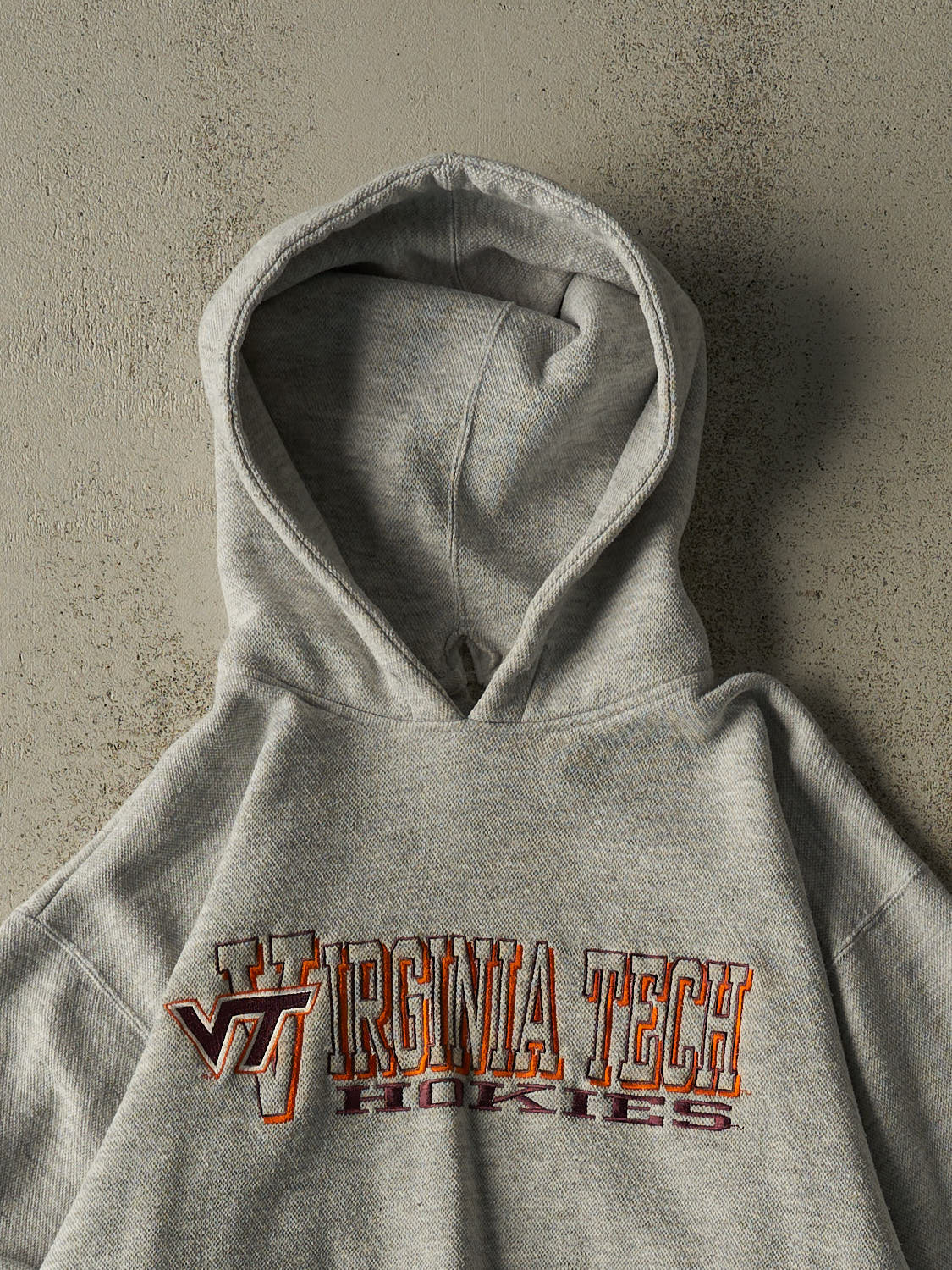 Vintage 90s Grey Virginia Tech Hokies Heavyweight Embroidered Hoodie (M/L)