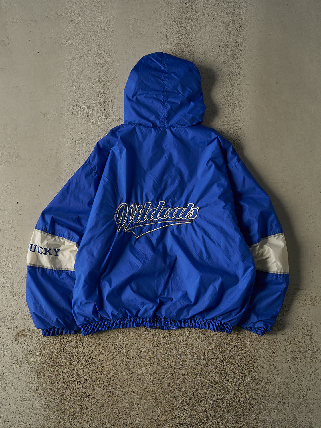 Vintage 90s Blue University of Kentucky  Wildcats Reversible Hooded Windbreaker Jacket (L/XL)