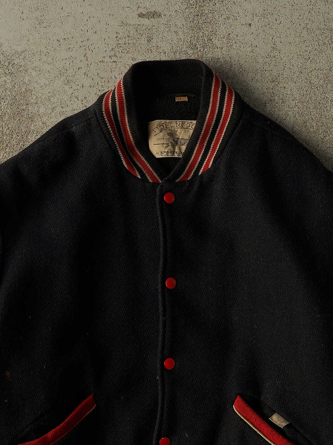 Vintage 70s Black Varsity  Jacket (M/L)