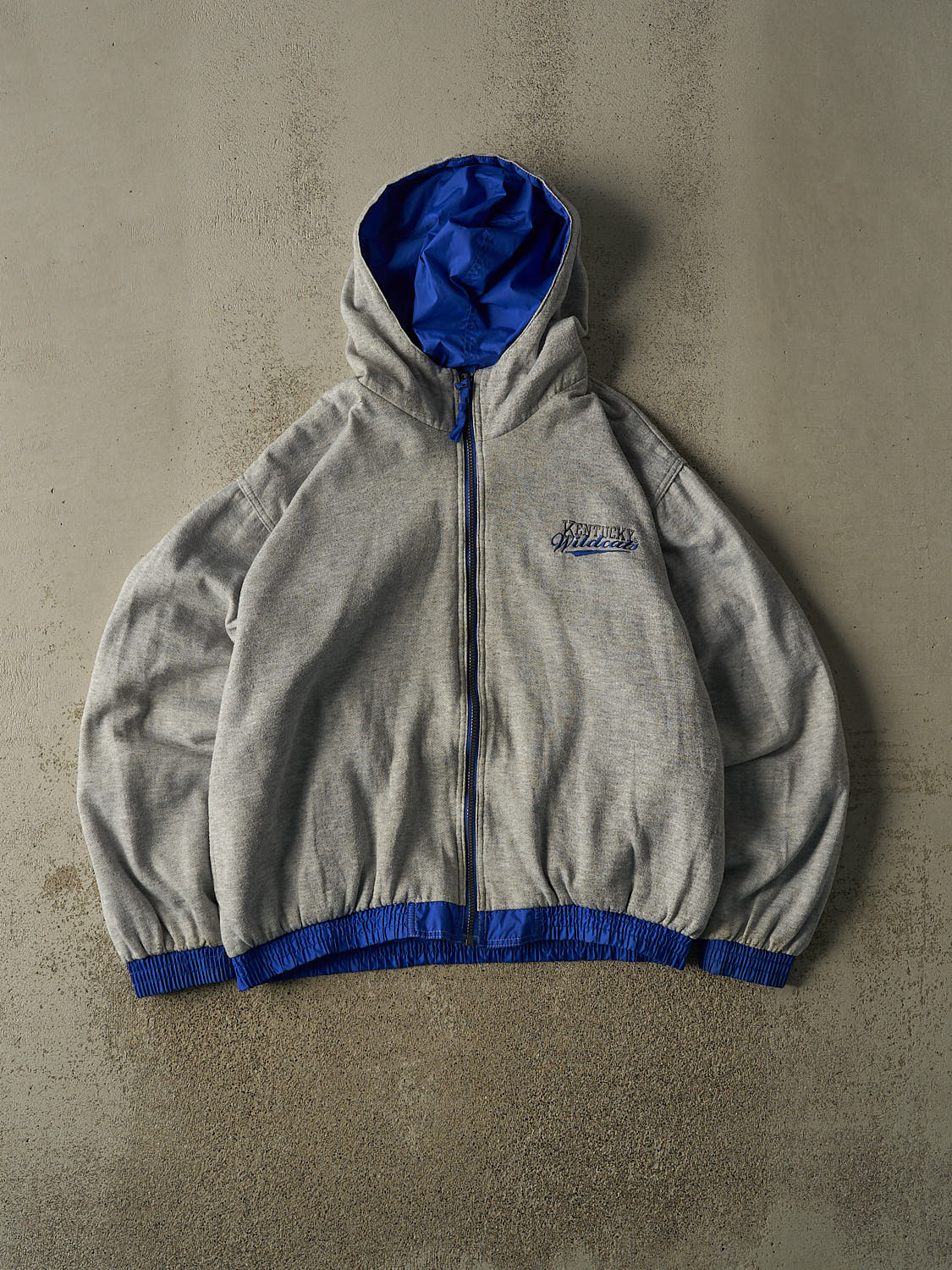 Vintage 90s Blue University of Kentucky  Wildcats Reversible Hooded Windbreaker Jacket (L/XL)