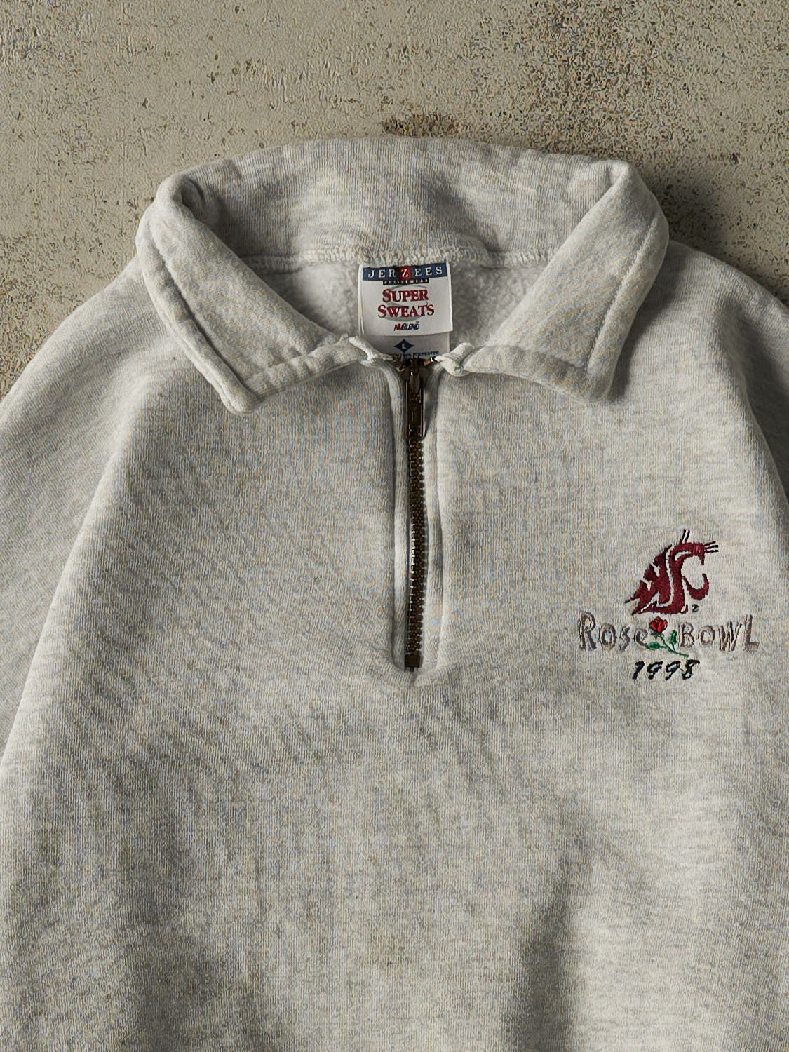 Vintage 98' Heather Grey Washington State University Rosebowl Quarter Zip (M)