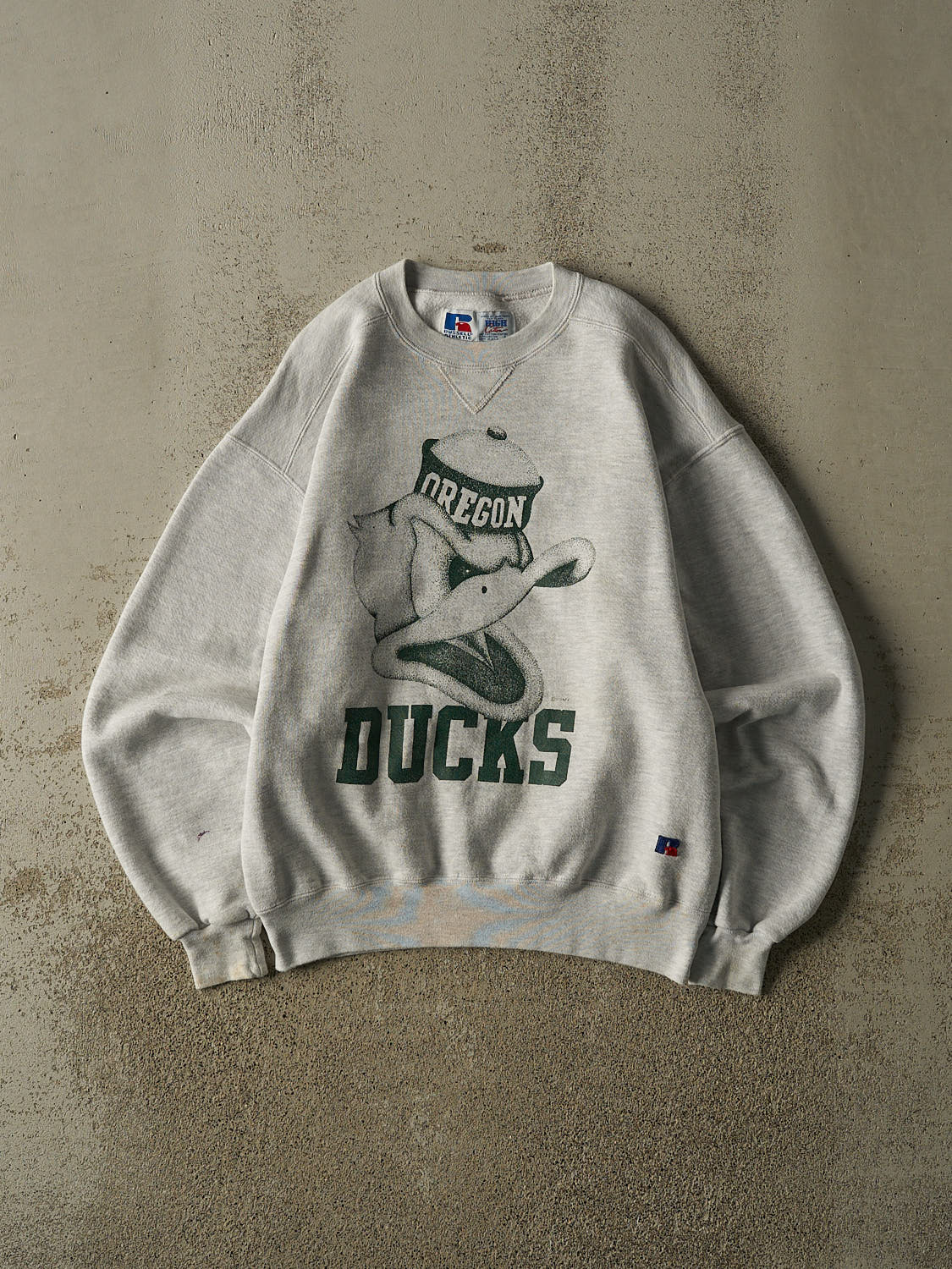 Vintage 90s Heather Grey Russell Athletic University of Oregon Ducks x Disney Crewneck (M)